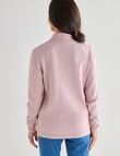 Ella J Textured Zip Cardigan, Pale Pink product photo View 02 S