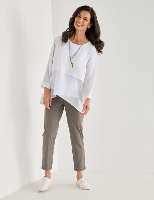 Ella J 7/8th Stitch Detail Pant, Khaki product photo View 03 L