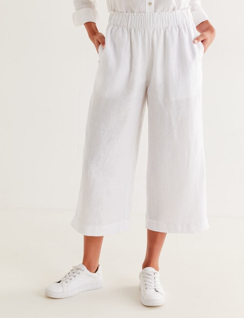 Zest Essentials Linen Crop Pant, White product photo