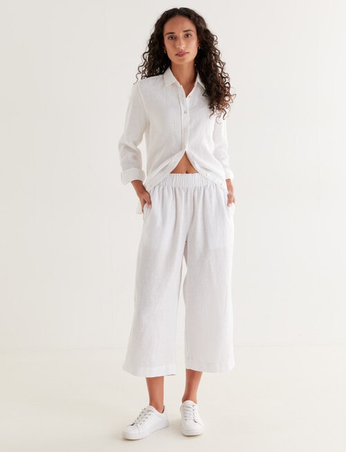 Zest Essentials Linen Crop Pant, White product photo View 03 L