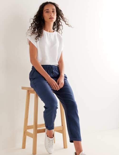 Zest Essentials Linen Pant, Navy product photo View 03 L