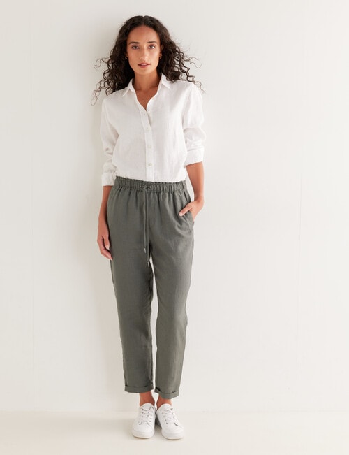 Zest Essentials Linen Pant, Thyme product photo View 03 L