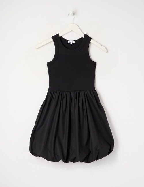 Switch Rib Balloon Dress, Black product photo