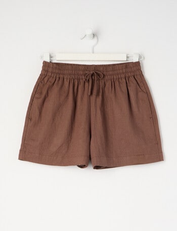Switch Mia Tie Waist Linen Blend Short, Chocolate product photo