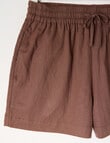 Switch Mia Tie Waist Linen Blend Short, Chocolate product photo View 02 S