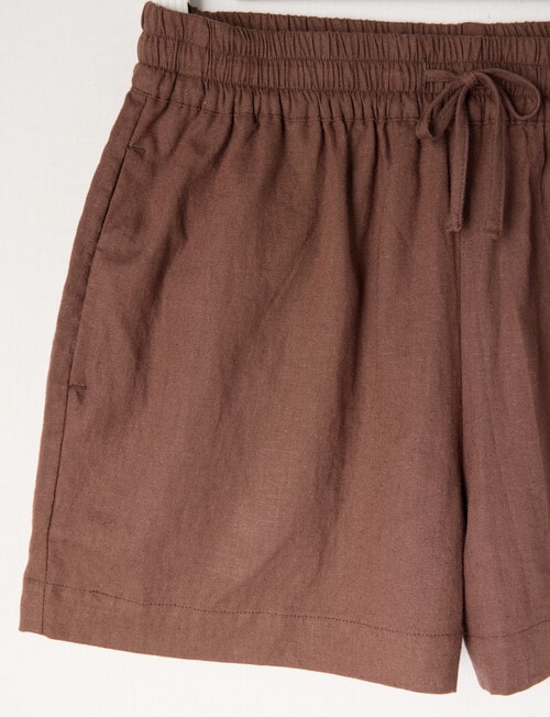 Switch Mia Tie Waist Linen Blend Short, Chocolate product photo View 02 L