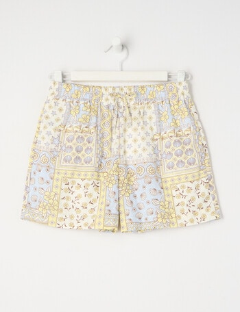 Switch All Over Print Mia Tie Waist Linen Blend Short, Vanilla product photo