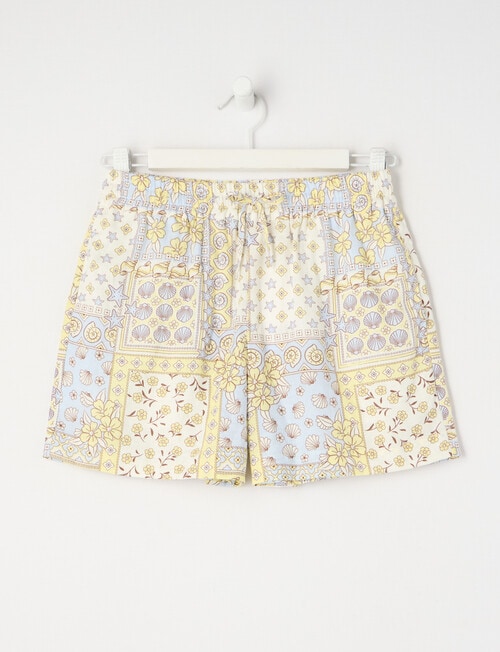 Switch All Over Print Mia Tie Waist Linen Blend Short, Vanilla product photo