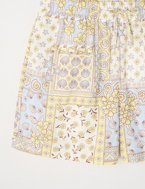 Switch All Over Print Mia Tie Waist Linen Blend Short, Vanilla product photo View 02 L