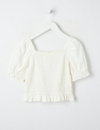 Switch Mia Shirred Linen Blend Top, White product photo
