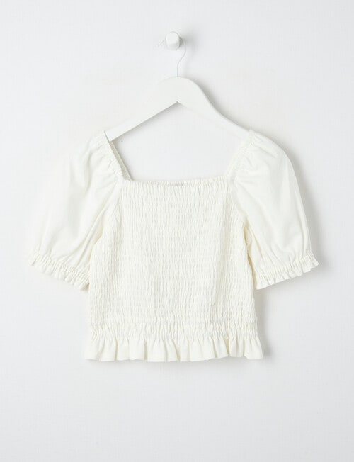 Switch Mia Shirred Linen Blend Top, White product photo