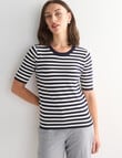 Oliver Black Stripe Short Sleeve Knit Jumper, Navy & Ivory product photo
