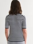 Oliver Black Stripe Short Sleeve Knit Jumper, Navy & Ivory product photo View 02 S