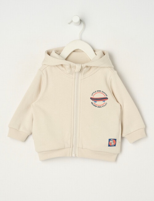 Teeny Weeny Play Time Dino Hoodie, Chalk product photo