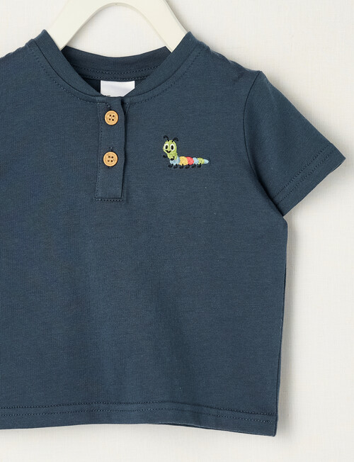 Teeny Weeny Play Time Short Sleeve Henley Tee, Navy product photo View 02 L