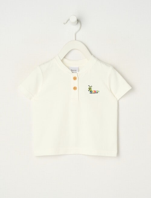 Teeny Weeny Play Time Short Sleeve Henley Tee, White product photo
