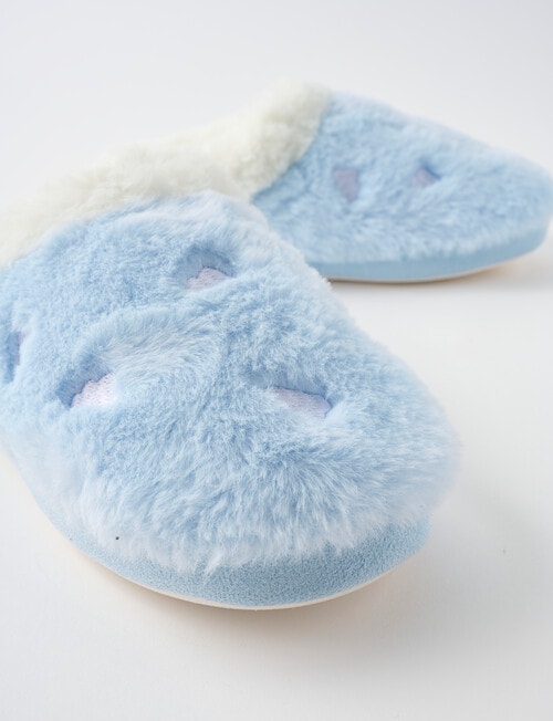 Lyric Cloud Embroidered Slippers, Pale Blue product photo View 03 L