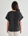 Ella J Stripe Linen Shell Top, Black product photo View 02 S