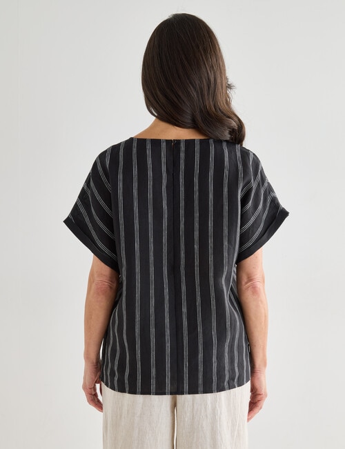 Ella J Stripe Linen Shell Top, Black product photo View 02 L