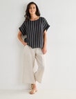 Ella J Stripe Linen Shell Top, Black product photo View 03 S