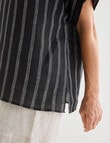 Ella J Stripe Linen Shell Top, Black product photo View 04 S