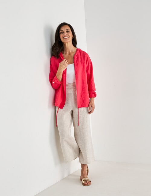 Ella J Linen Zip Jacket, Poppy product photo View 03 L