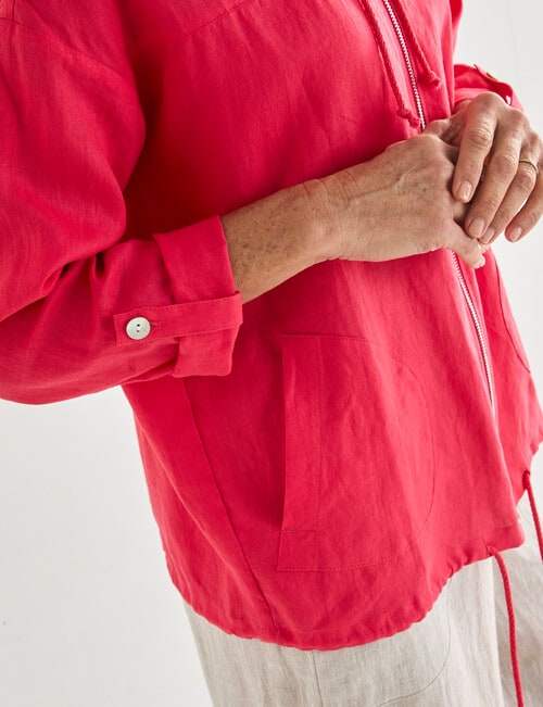 Ella J Linen Zip Jacket, Poppy product photo View 06 L
