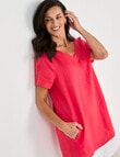 Ella J Linen V-Neck Dress, Poppy product photo View 06 S