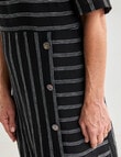 Ella J Linen Button Dress, Black Stripe product photo View 04 S