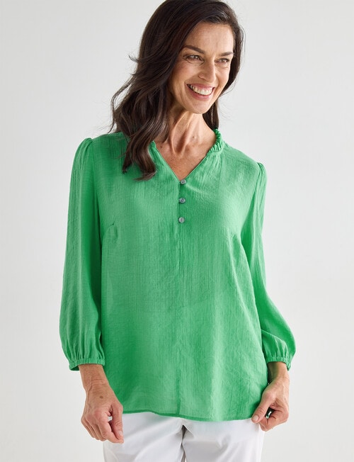 Ella J Ruffle Detail Top, Green product photo