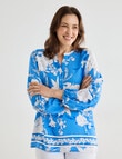 Ella J Border Print Top, Blue product photo