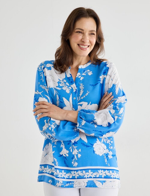 Ella J Border Print Top, Blue product photo