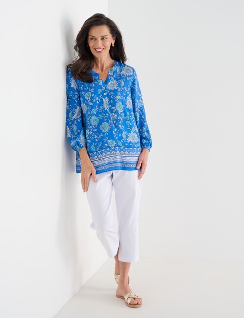 Ella J Border Print Top, Blue product photo View 03 L