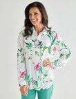 Ella J Classic Botanical Shirt, White product photo