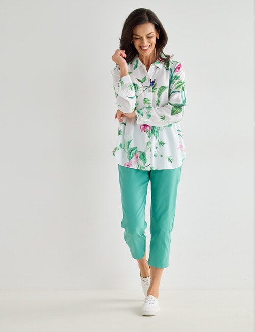 Ella J Classic Botanical Shirt, White product photo View 03 L