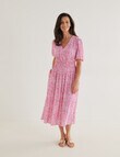 Ella J Ditsy Elastic Waist Midi Dress, Pink product photo View 03 S