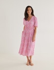 Ella J Ditsy Elastic Waist Midi Dress, Pink product photo View 03 S