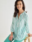 Ella J Stripe Pleat Detail Shirt, Green product photo