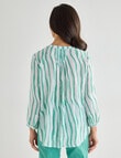 Ella J Stripe Pleat Detail Shirt, Green product photo View 02 S