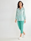 Ella J Stripe Pleat Detail Shirt, Green product photo View 03 S