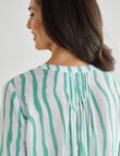 Ella J Stripe Pleat Detail Shirt, Green product photo View 05 S