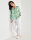 Ella J Leaf Button Detail Shirt, Green product photo View 03 S