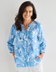 Ella J Leaf Button Detail Shirt, Blue product photo