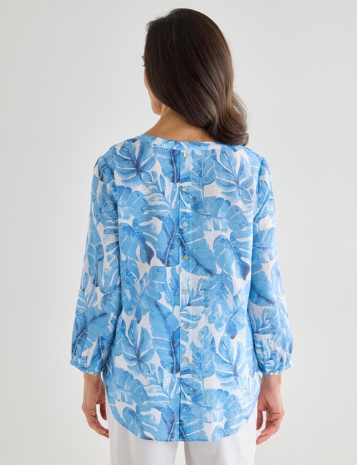 Ella J Leaf Button Detail Shirt, Blue product photo View 02 L