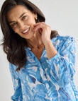 Ella J Leaf Button Detail Shirt, Blue product photo View 04 S