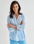 Ella J Pleat Detail Shirt, Blue Stripe product photo