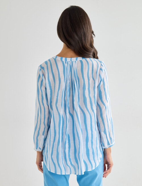 Ella J Pleat Detail Shirt, Blue Stripe product photo View 02 L