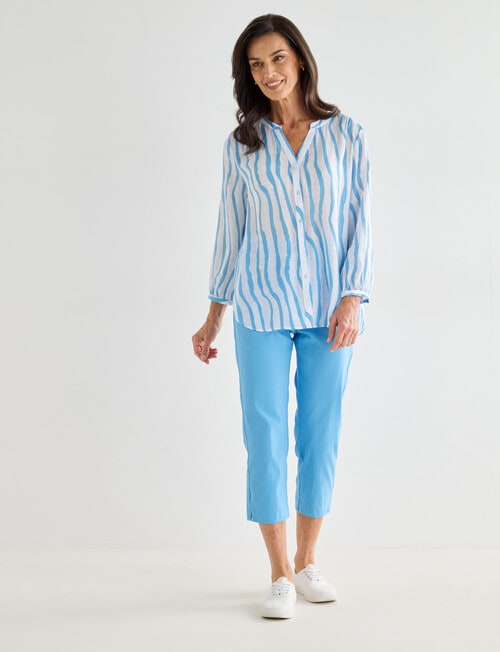 Ella J Pleat Detail Shirt, Blue Stripe product photo View 03 L