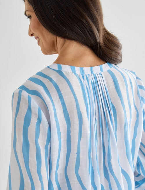 Ella J Pleat Detail Shirt, Blue Stripe product photo View 05 L