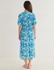 Ella J Printed Elastic Waist Midi Dress, Blue & Green product photo View 02 S